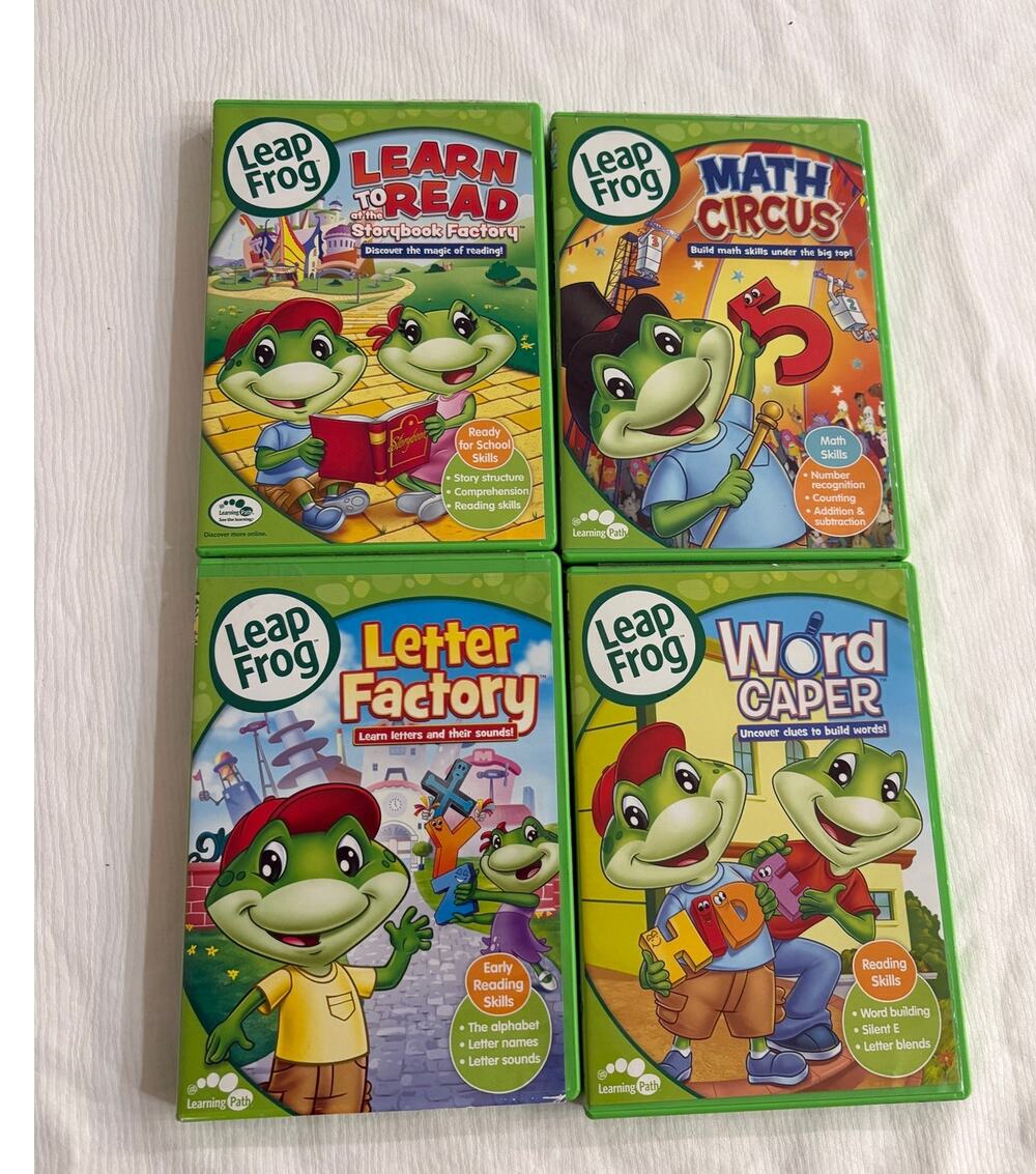 Leap Frog LOT of 4 Preschool DVDs Learning Reading Math Phonics Educational